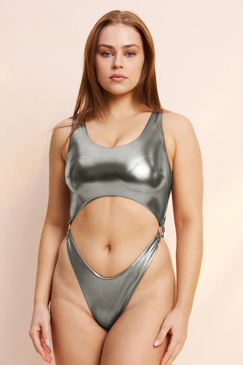 Lunalae Kenzie High Cut Bodysuit - Silver - Image 6