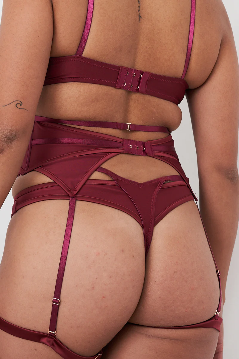Lunalae Intimates Lauren G-String Strappy Cut Out Bottoms - Recycled Wine - Image 7