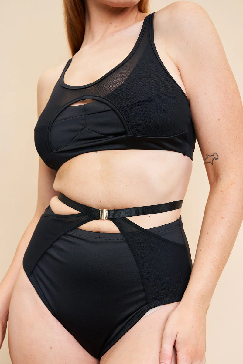 Lunalae Loretta Cut Out High Waisted Bottoms - Recycled Black - Image 6