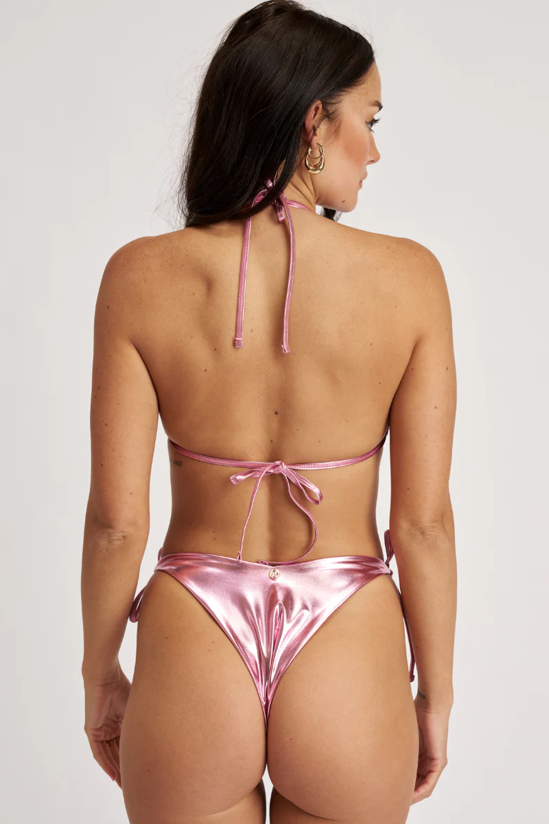 Lunalae Mary Kate Bikini Top - Metallic Baby Pink - Image 2