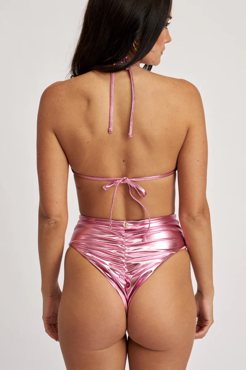 Lunalae Mary Kate Bikini Top - Metallic Baby Pink - Image 4