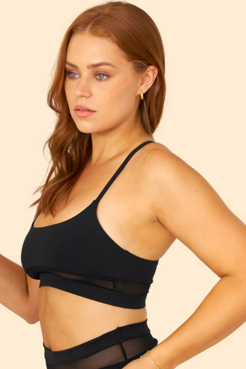 Lunalae Mila Mesh Cut Out Top - Black - Image 3