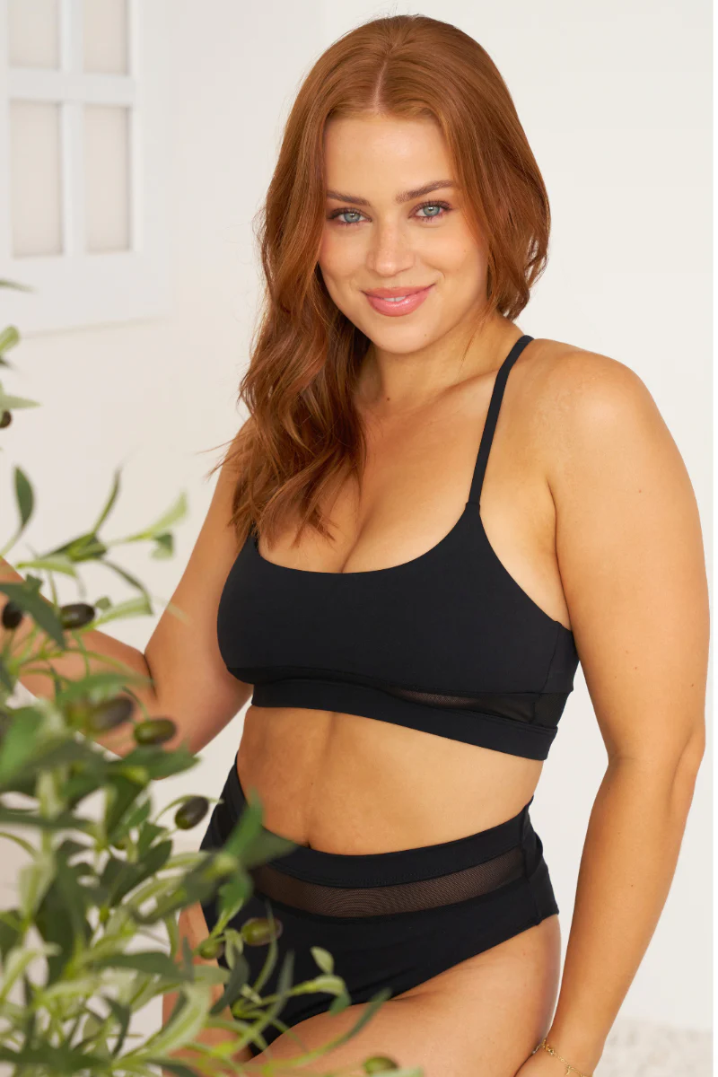 Lunalae Mila Mesh Cut Out Top - Black - Image 4