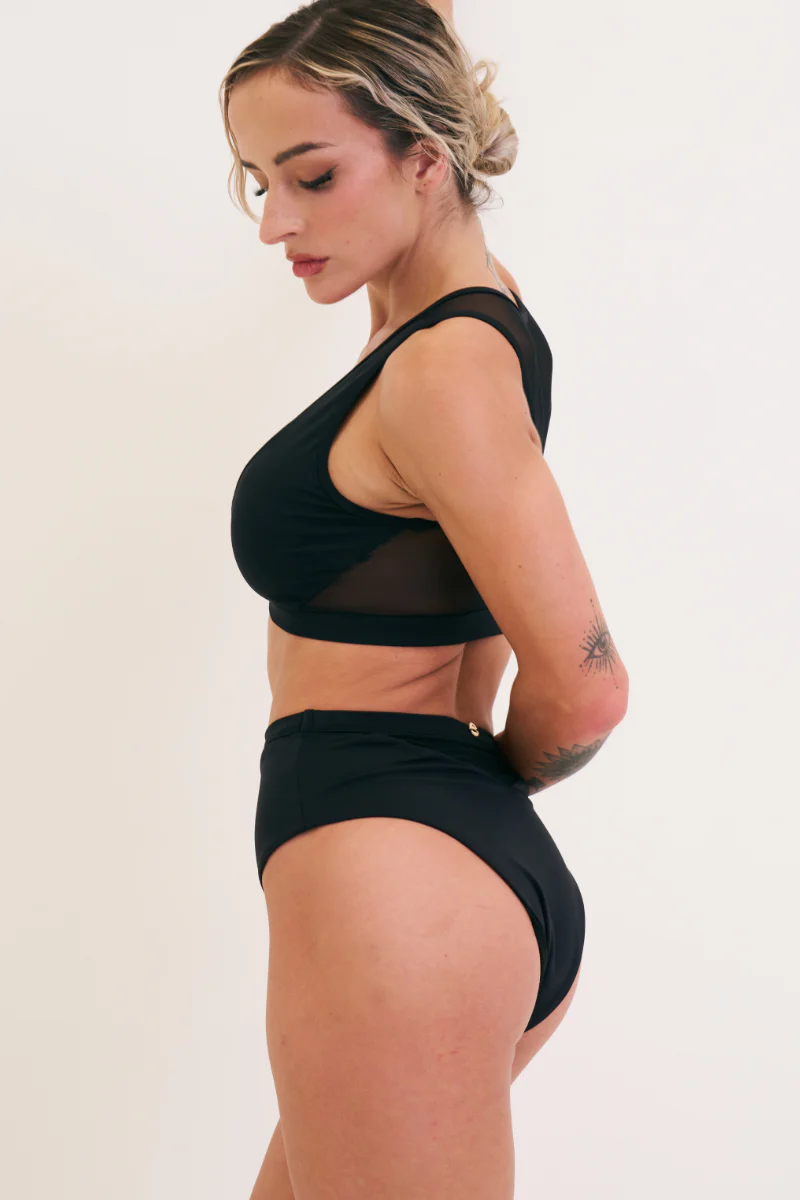 Lunalae Odessa Zip Top - Black Mesh - Image 6