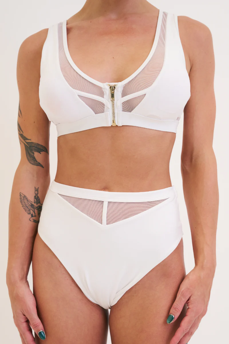 Lunalae Odessa Zip Top - White Mesh - Image 5
