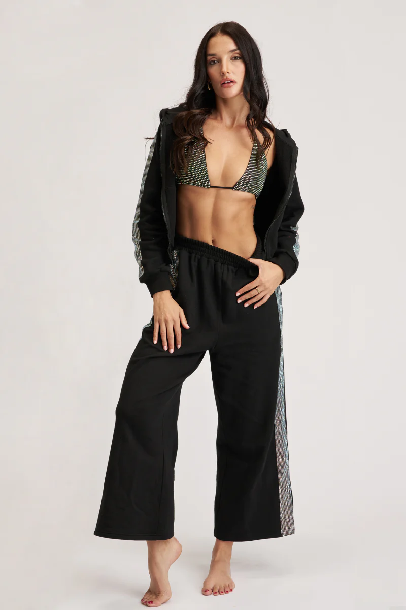Lunalae Sabrina Diamante Track Pants - Black - Image 3