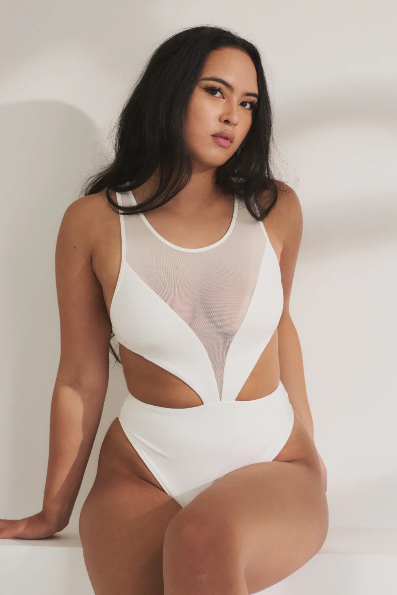 Lunalae Teagan Bodysuit - White Mesh - Image 5