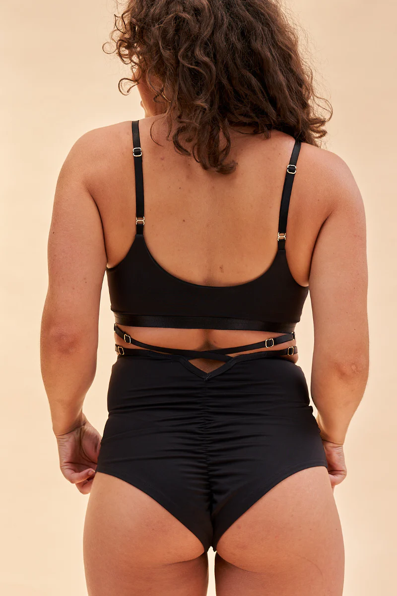 Lunalae Willow Cross Over High Waist Bottoms - Recycled Black - Image 2
