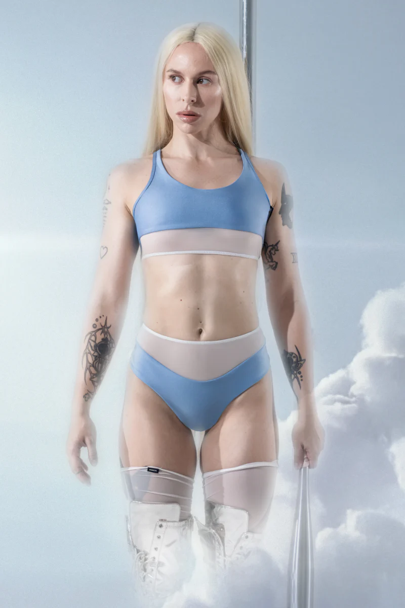 MÆD Glitch High-Waisted Shorts - Sky