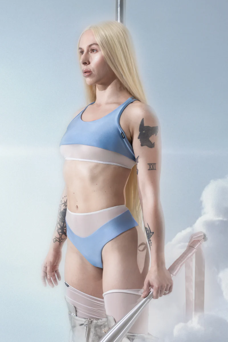 MÆD Glitch High-Waisted Shorts - Sky - Image 3