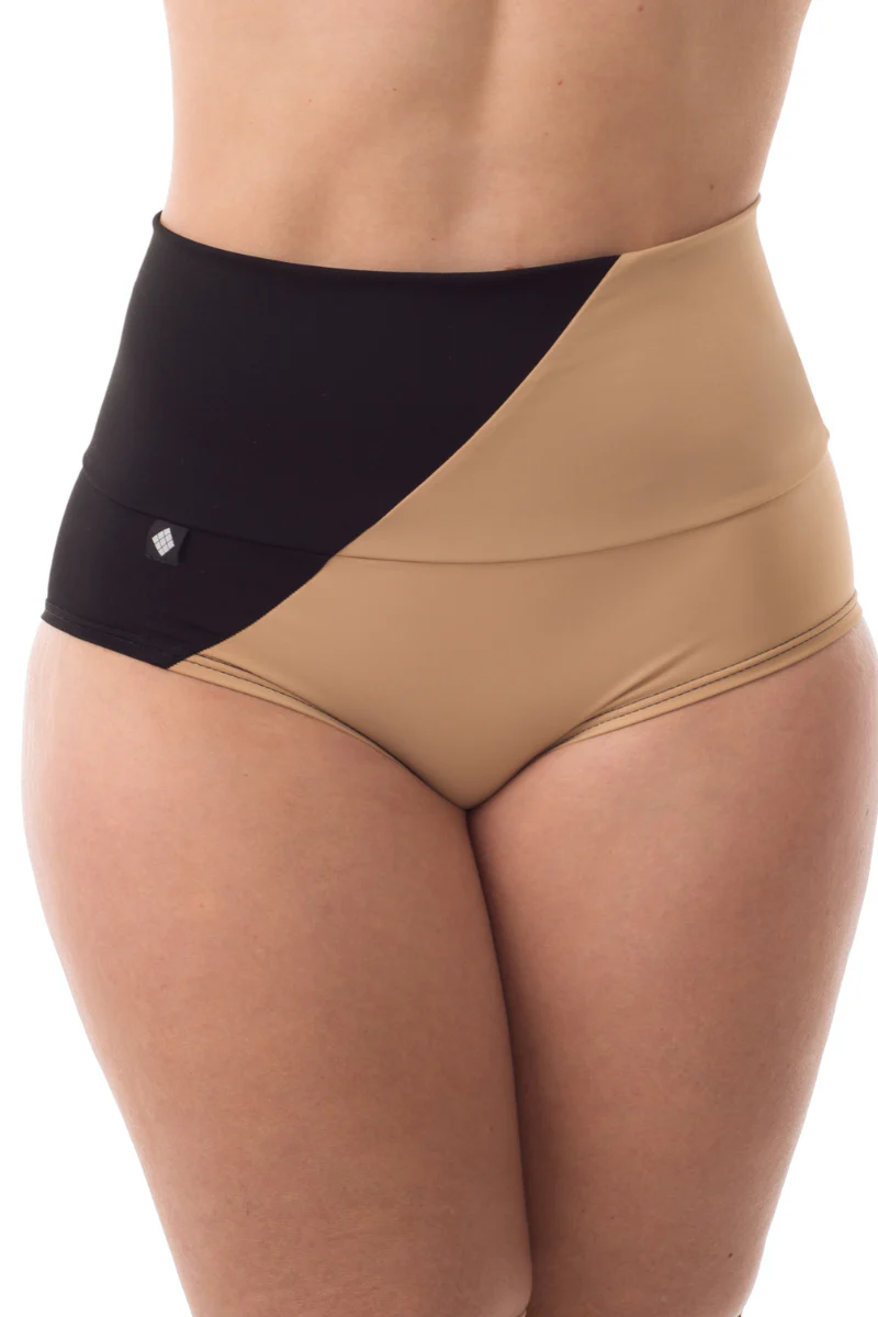 Poledancerka Movement High-Low Shorts - Black/Nude 01