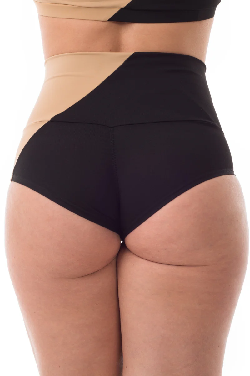 Poledancerka Movement High-Low Shorts - Black/Nude 01 - Image 2