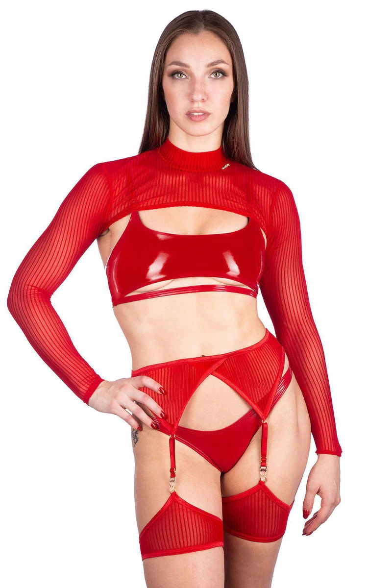 Naughty Thoughts XXX Rated See Through Garter Belt - Red - Image 2