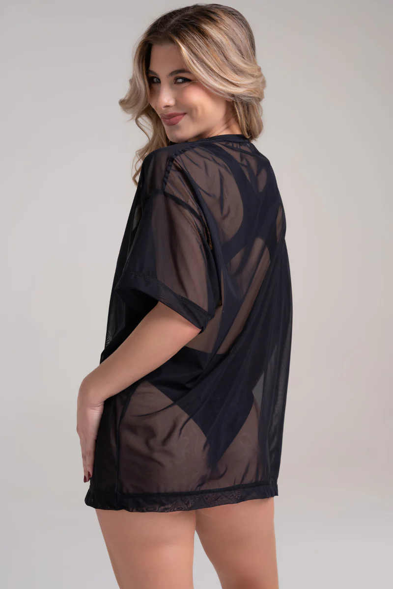 Paradise Chick Medusa Mesh Oversized T-Shirt - Black - Image 3