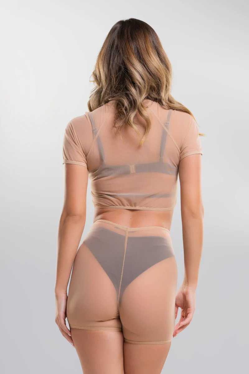 Paradise Chick Medusa Crop Top - Latte Mesh - Image 2