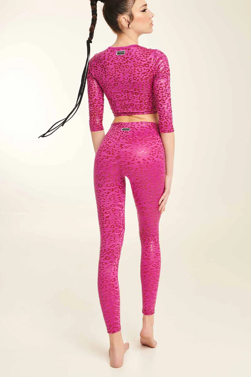 Paradise Chick Superhero Sticky Crop Top - Ruby Leopard - Image 2