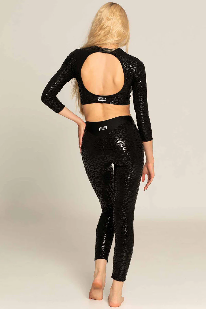Paradise Chick Superhero Ultra Grip Leggings - Black Leopard - Image 2