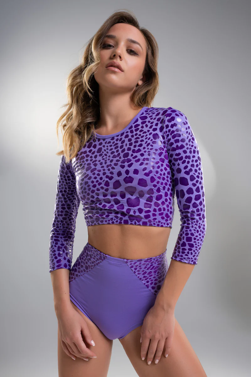 Paradise Chick Superhero Sticky Crop Top - Lilac Chameleon - Image 4