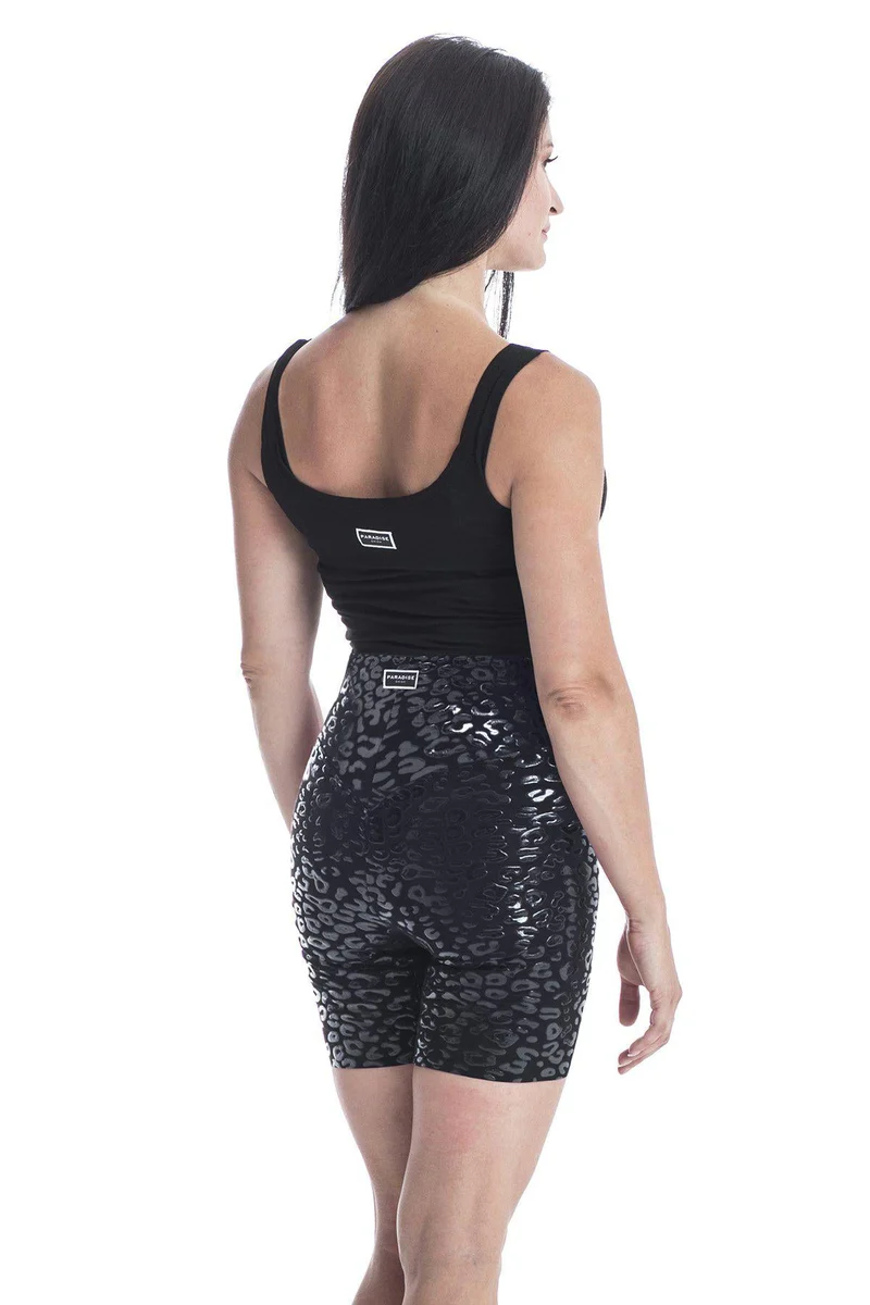 Paradise Chick Superhero Ultra Grip Biker Shorts - Black Leopard - Image 4
