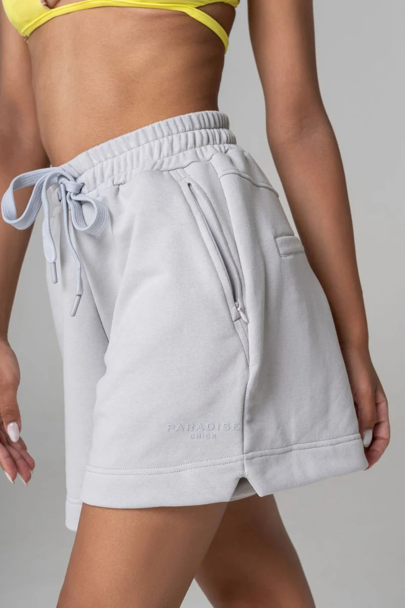 Paradise Chick Supreme Jersey Logo Shorts - Light Grey - Image 4