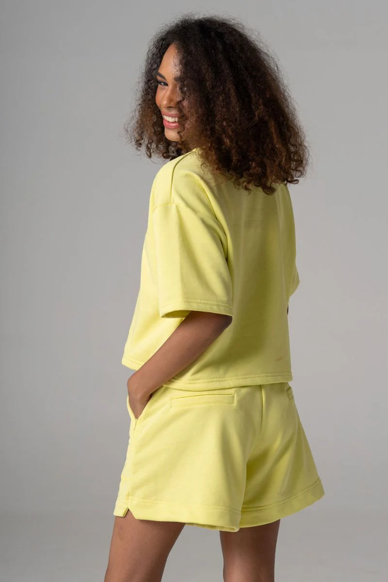 Paradise Chick Supreme Jersey Logo Shorts - Mellow Yellow - Image 2