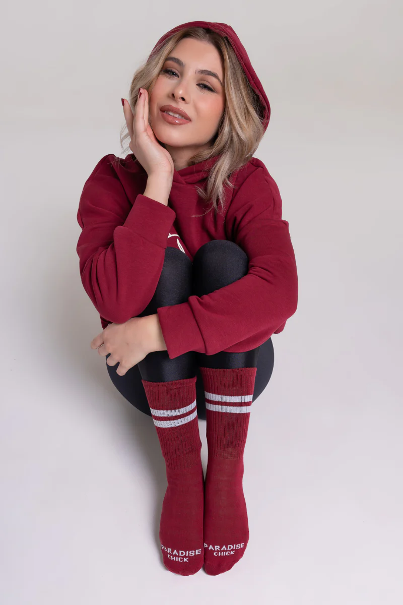Paradise Chick Supreme Pole Dance Socks - Burgundy - Image 4