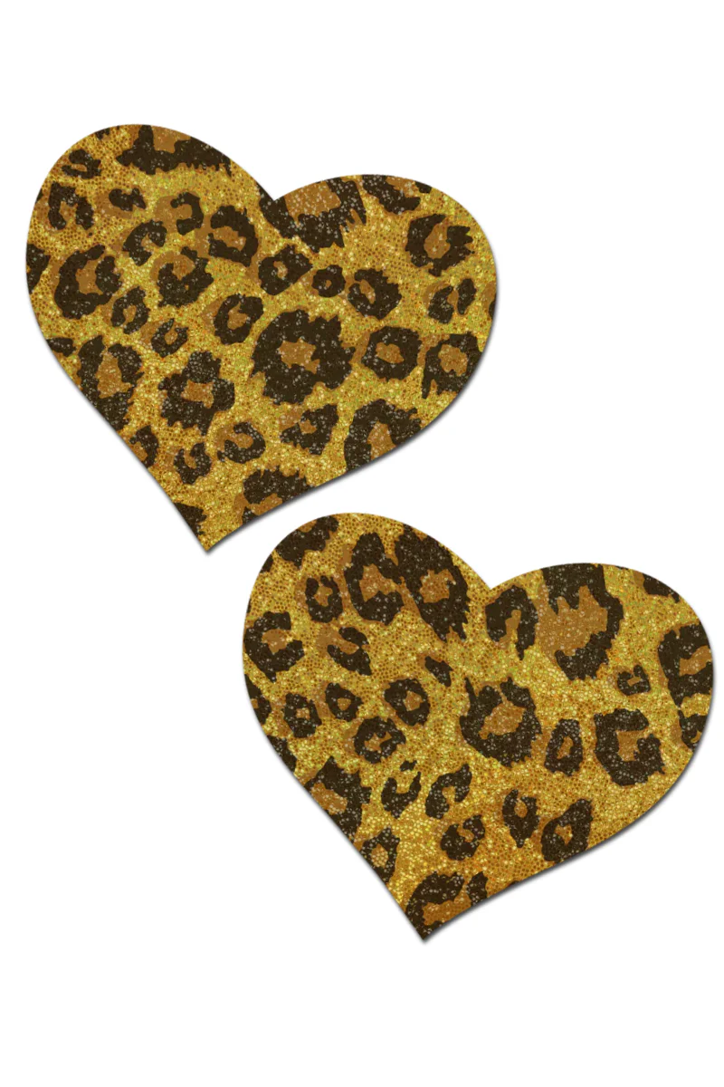 Pastease Cheetah Heart Nipple Pasties - Glittering Gold - Image 2