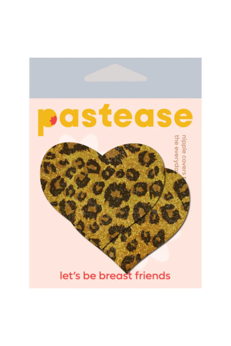 Pastease Cheetah Heart Nipple Pasties - Glittering Gold - Image 3