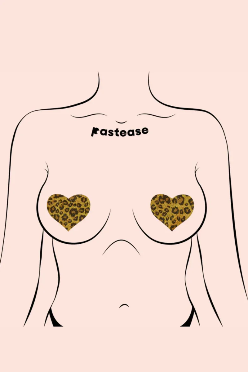 Pastease Cheetah Heart Nipple Pasties - Glittering Gold - Image 4
