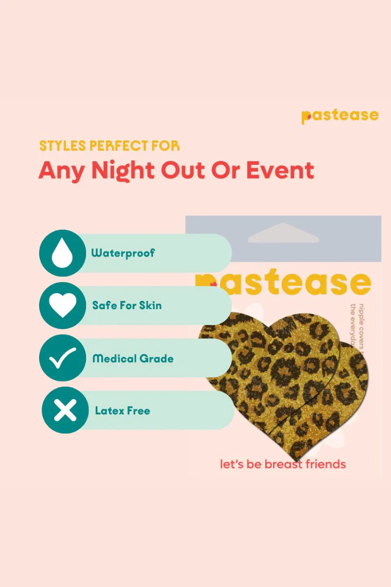 Pastease Cheetah Heart Nipple Pasties - Glittering Gold - Image 5