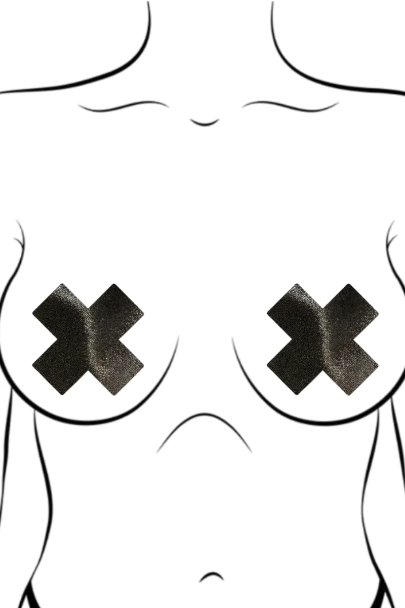 Pastease Cross Nipple Pasties - Liquid Black - Image 2