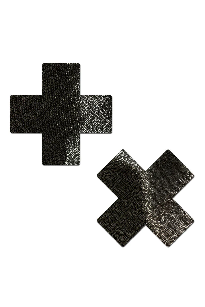 Pastease Cross Nipple Pasties - Liquid Black - Image 3