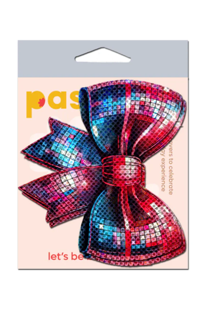 Pastease Disco Ball Bow Nipple Pasties - Sparkling Pink - Image 3