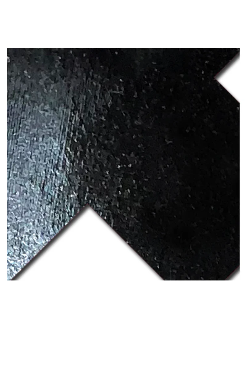 Pastease Faux Latex Pleather Vinyl Cross Nipple Pasties - Black - Image 4