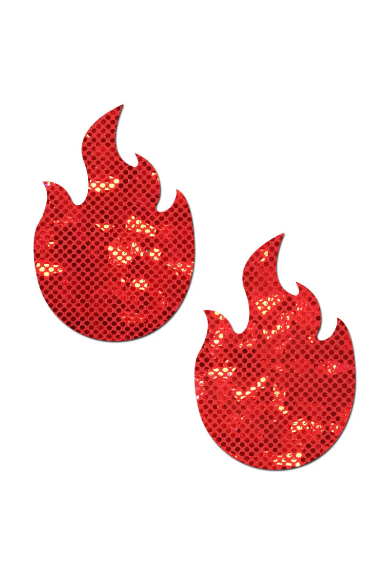 Pastease Flame Nipple Pasties - Red Glitter Disco Ball - Image 3
