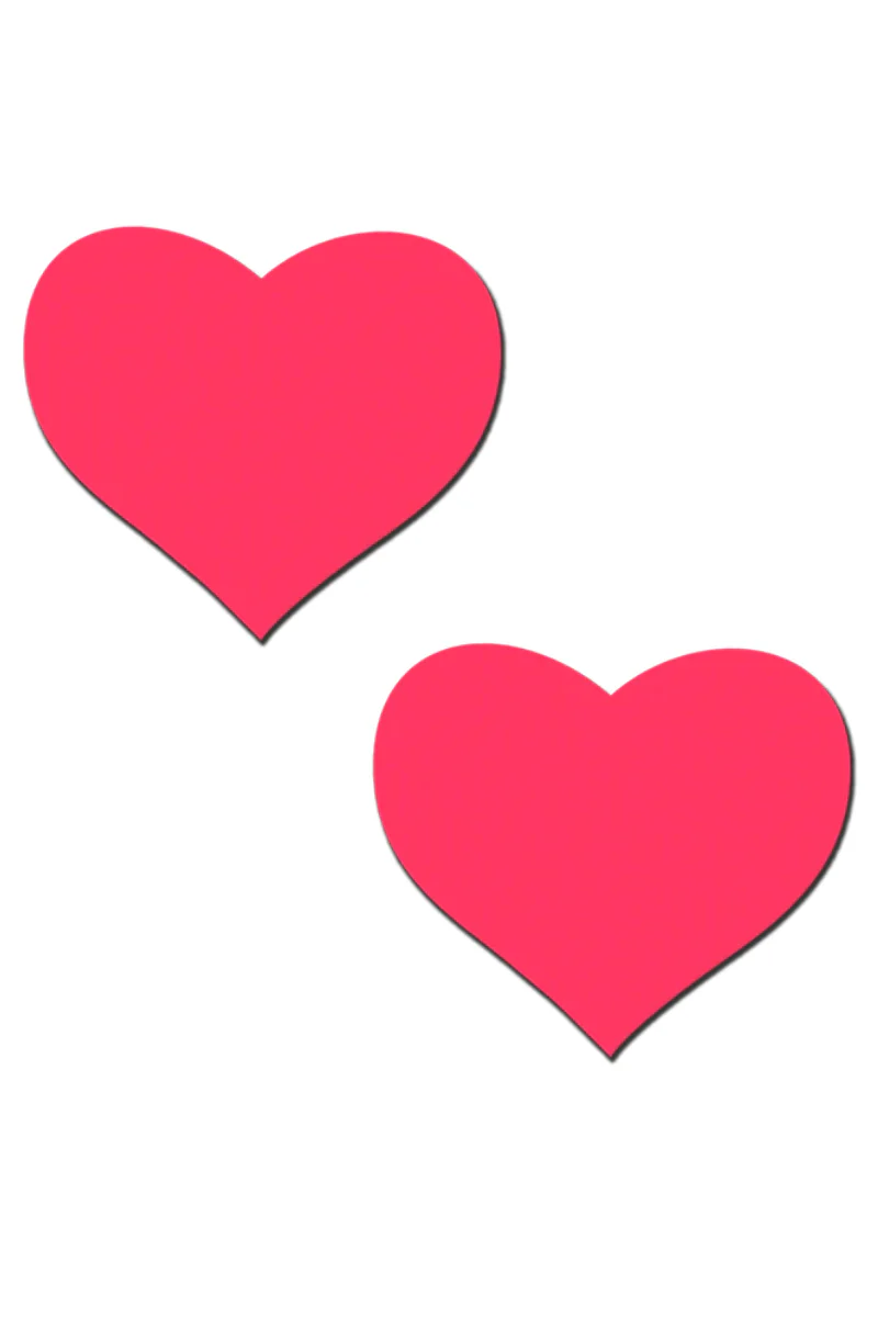 Pastease Glow in the Dark Heart Nipple Pasties - Neon Pink - Image 2