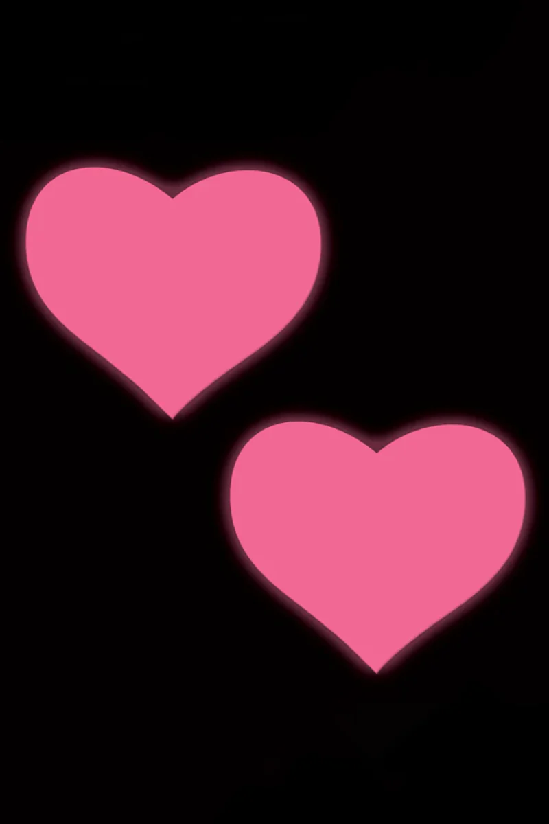 Pastease Glow in the Dark Heart Nipple Pasties - Neon Pink - Image 3