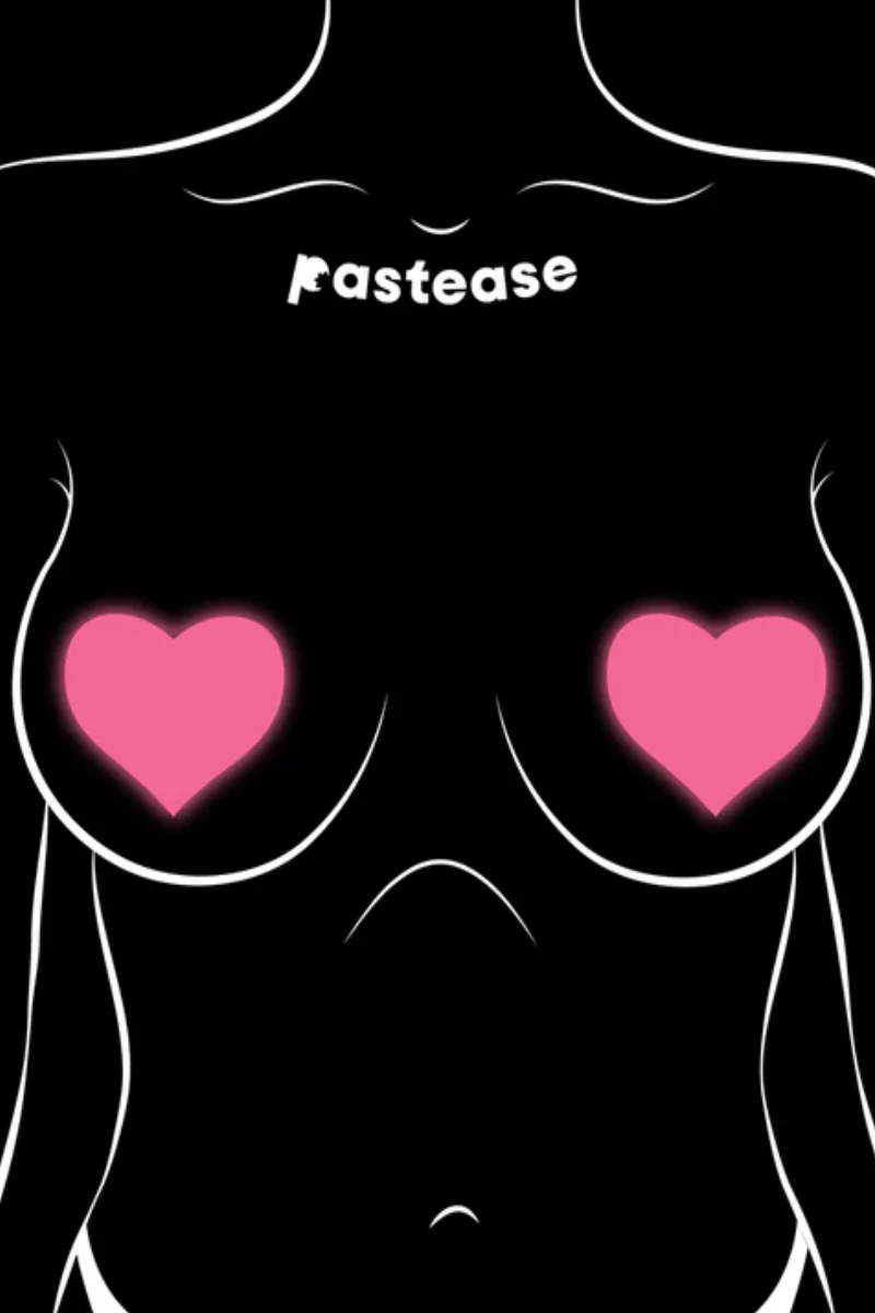 Pastease Glow in the Dark Heart Nipple Pasties - Neon Pink - Image 6