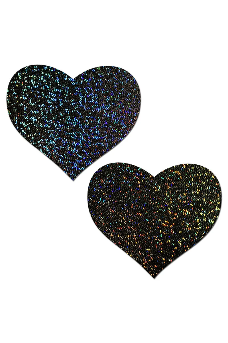Pastease Heart Nipple Pasties - Black Sparkle - Image 2