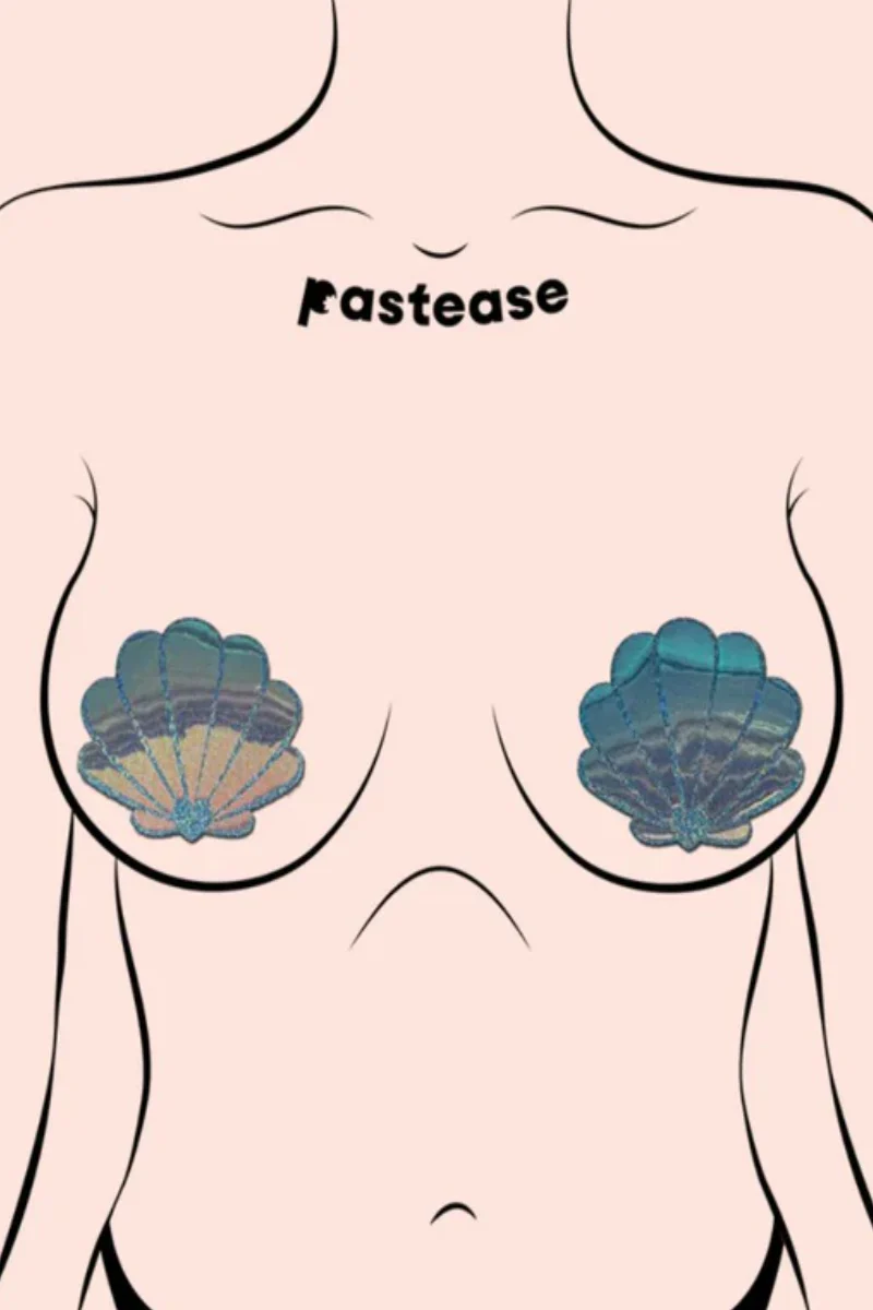 Pastease Seashell Opalescent Nipple Pasties - Seafoam Blue - Image 3