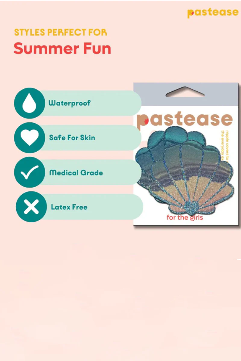 Pastease Seashell Opalescent Nipple Pasties - Seafoam Blue - Image 4