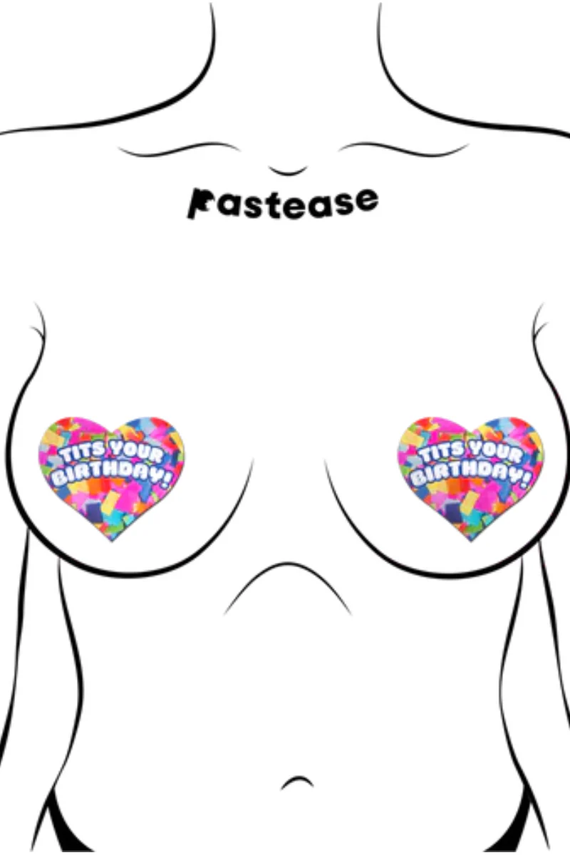 Pastease Tits Your Birthday! Heart Nipple Pasties - Confetti - Image 4