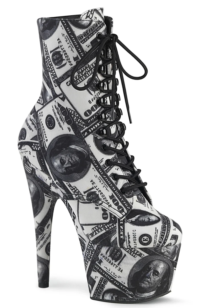 Pleaser USA Adore-1020DP 7inch Boots - Money Print
