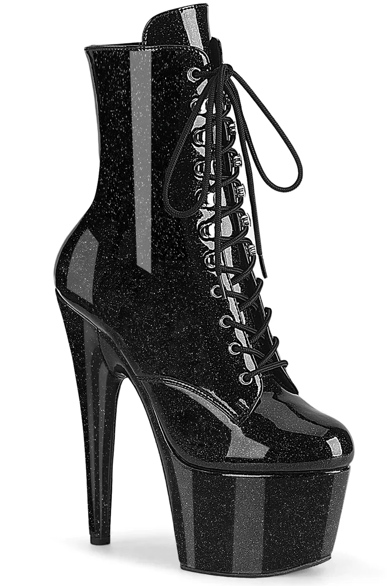 Pleaser USA Adore-1020GP 7inch Boots - Black Glitter