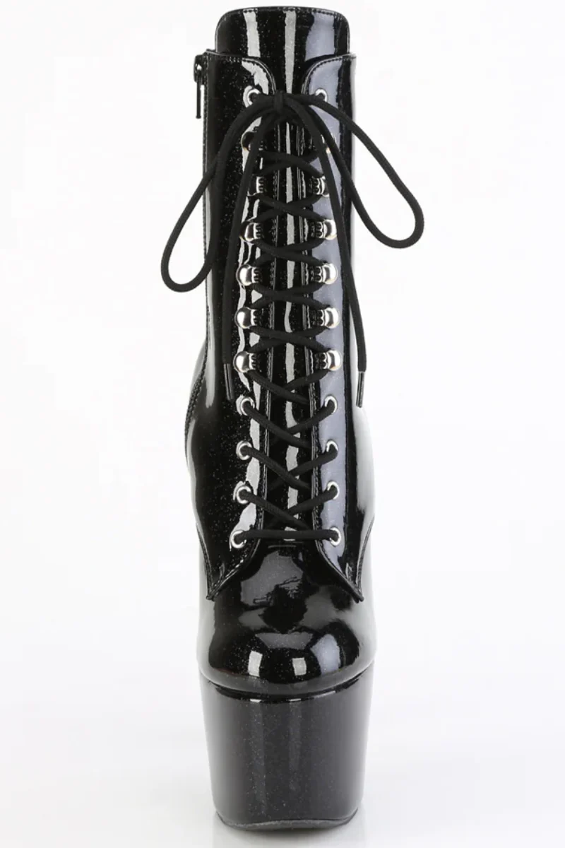 Pleaser USA Adore-1020GP 7inch Boots - Black Glitter - Image 2