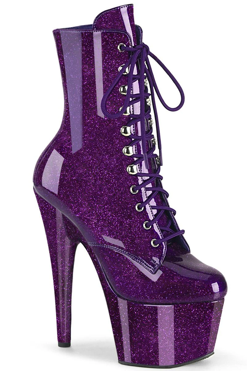 Pleaser USA Adore-1020GP 7inch Boots - Purple Glitter