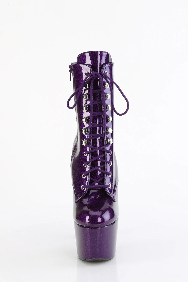 Pleaser USA Adore-1020GP 7inch Boots - Purple Glitter - Image 2