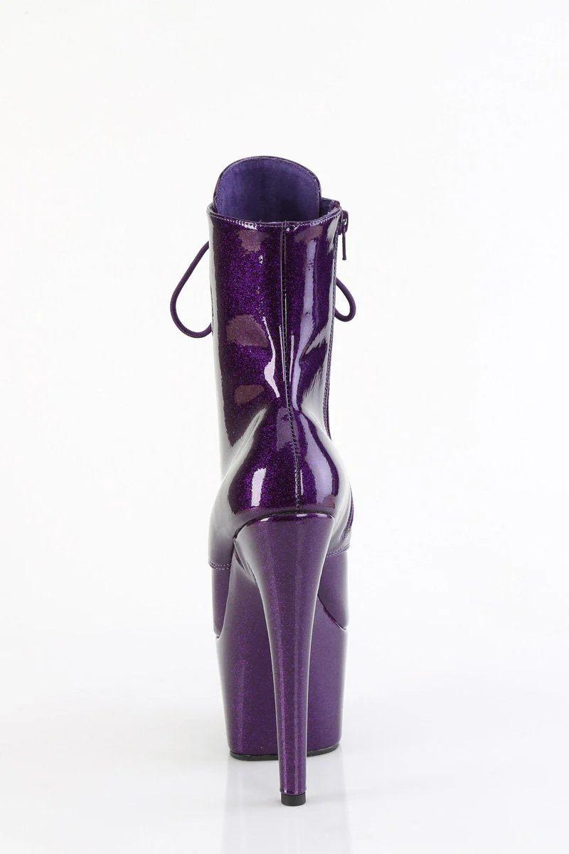 Pleaser USA Adore-1020GP 7inch Boots - Purple Glitter - Image 3