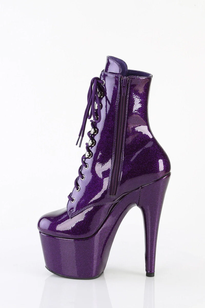 Pleaser USA Adore-1020GP 7inch Boots - Purple Glitter - Image 4