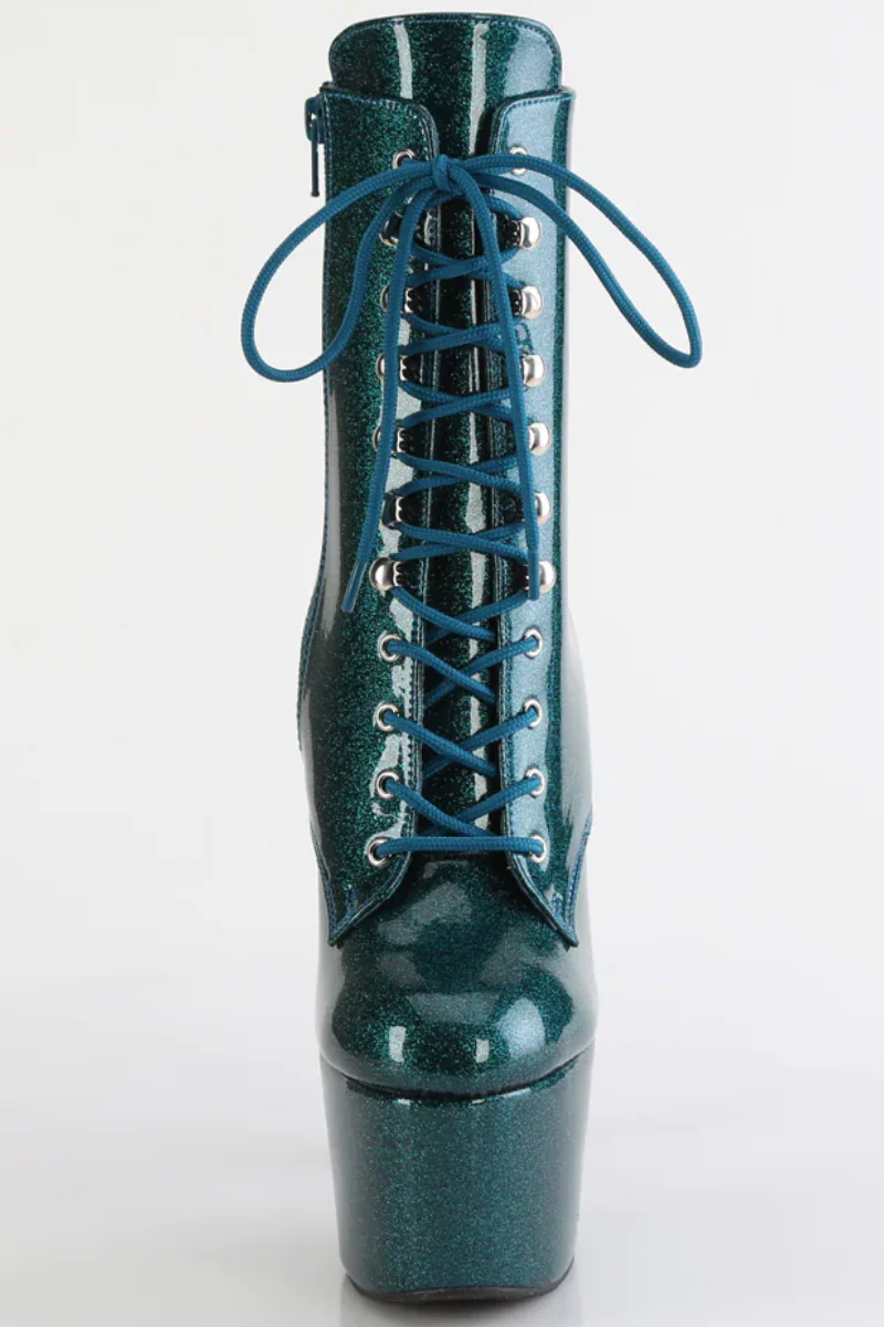 Pleaser USA Adore-1020GP 7inch Boots - Teal Glitter - Image 2